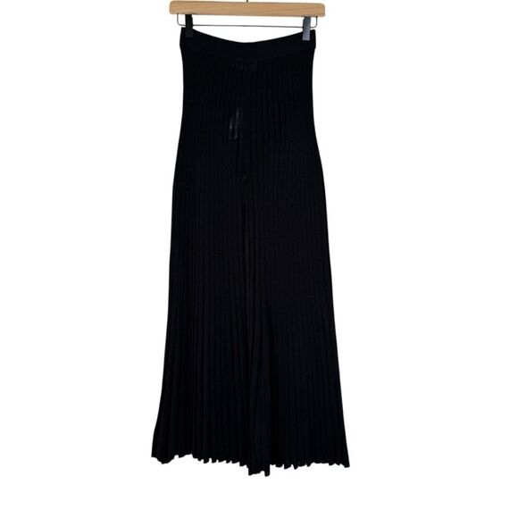 Free People Beach Alora Wide Leg Ribbed Knit Pants Black Oversized Boho Size XS